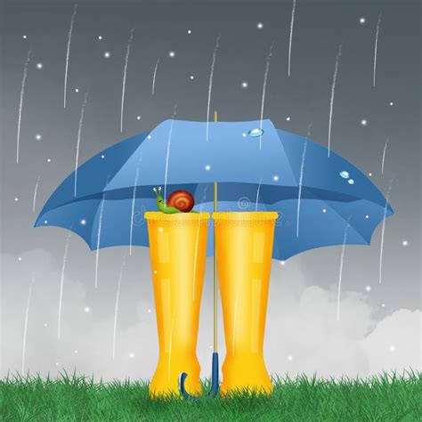 Rain Boots With Umbrella Stock Illustration Illustration Of Nature