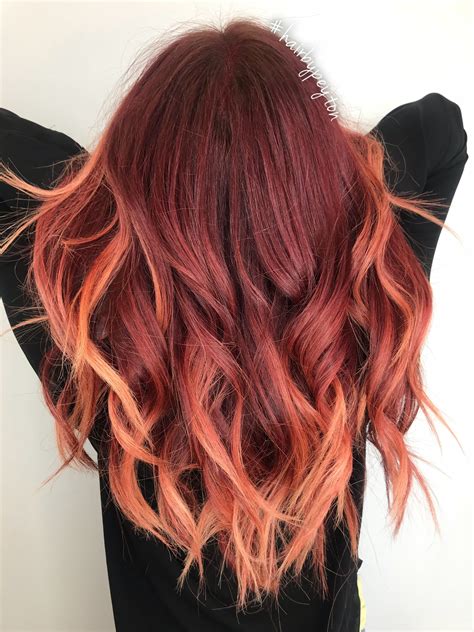 Sunburst Red To Copper Hair Balayage Red Balayage Hair Hair Color