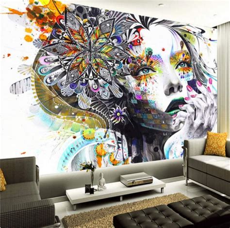 Custom Mural Wallpaper Color Pintado A Mano Abstracta Graffiti Belleza