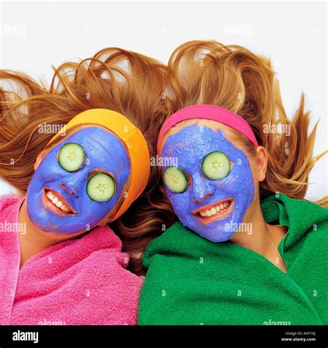 Two Girls Pampering Themselves Stock Photo Alamy