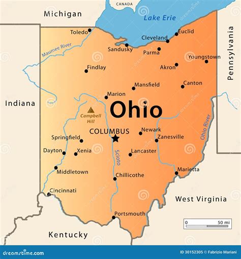Ohio Map Stock Vector Illustration Of Appalachian Canadian 30152305