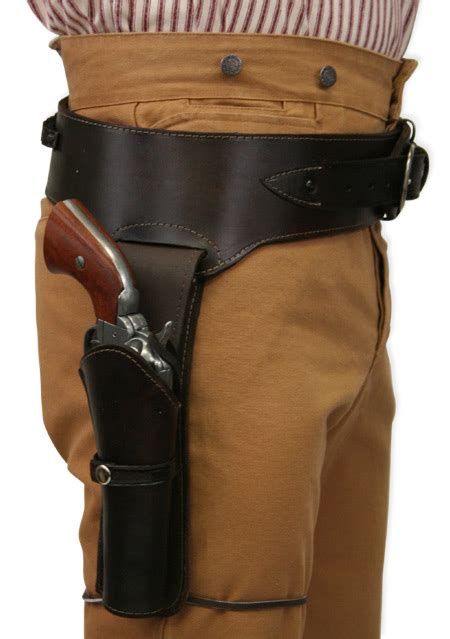 38357 Cal Western Gun Belt And Holster Rh Draw Plain Brown Leather
