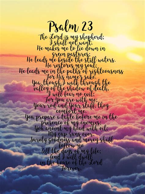 Printable Psalm 23 Poster Art Print Download Psalm 23 Print Etsy