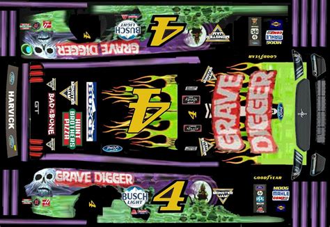 4 Kevin Harvick Grave Digger 2021 Ford Mustang Decal 124th 125th