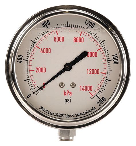Grainger Approved Pressure Gauge 0 To 14000 Kpa 0 To 2000 Psi Range