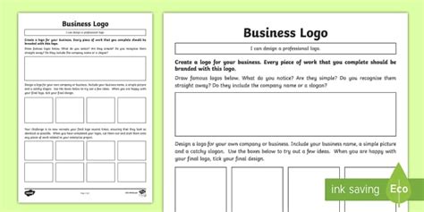 Business Logo Activity Worksheet Primary Resources
