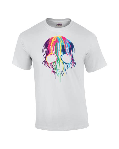 Neon Skull T Shirt Melting Dripping Paint Skull Face Ebay