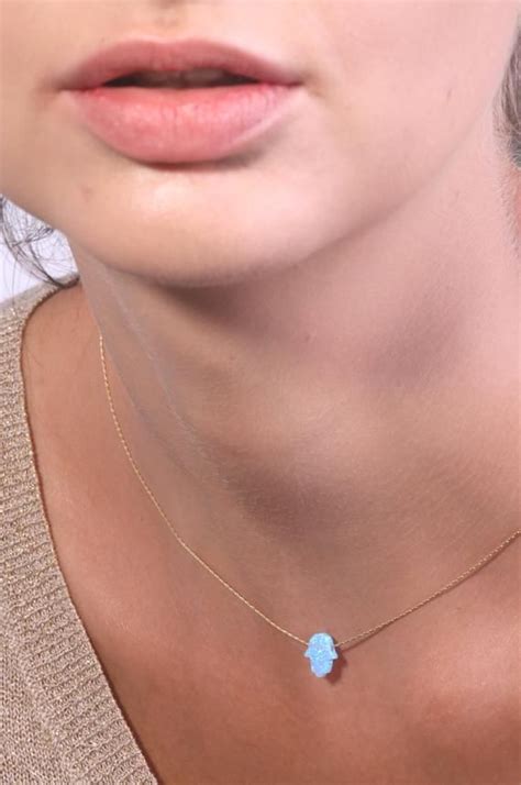 Opal Hamsa Necklace Gold Chain Necklace Turquoise Necklace Arrow