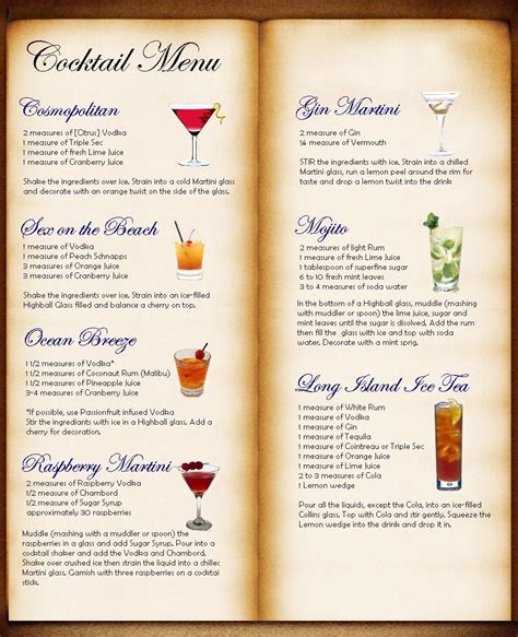 Cocktail Menu Table Plan Idea Bryk Bar Karte Pinterest Table