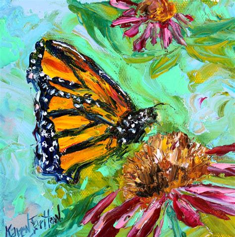 Butterfly Painting Monarch Art Original Oil Palette Knife
