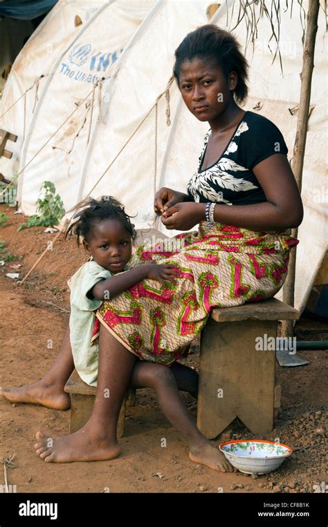 Refugees In The Displaced Camp Of Naibly Duekoue Ivory Coast Cote Divoire West Africa Stock