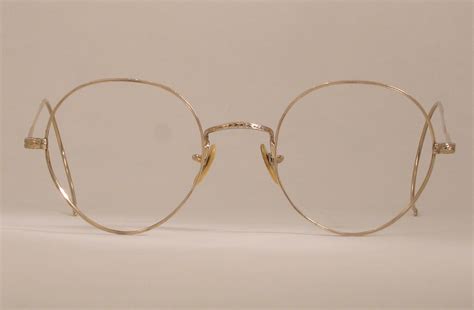 optometrist attic shuron gold john lennon style wire rim vintage eyeglasses