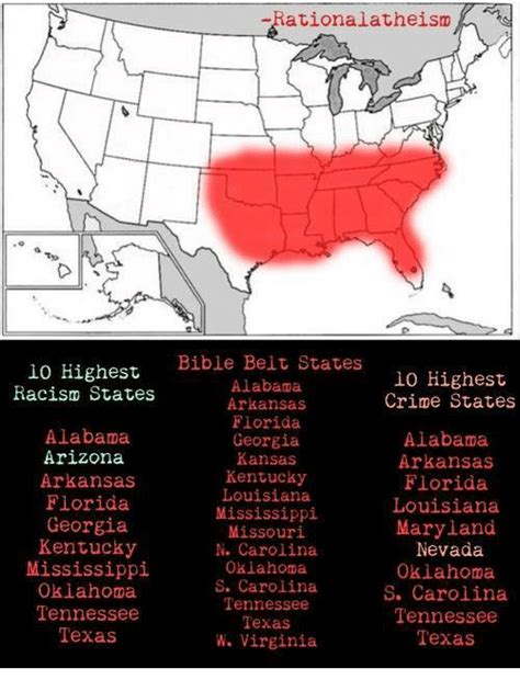 Ationalatheism 10 Highest Bible Belt States 10 Highest