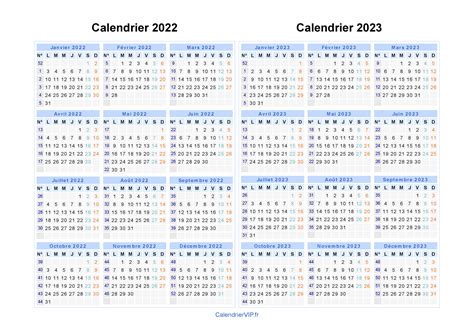 Calendrier 2022 2023 à imprimer gratuit en PDF et Excel