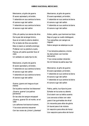 himno nacional mexicano letra escolar calaméo himno nacional My XXX
