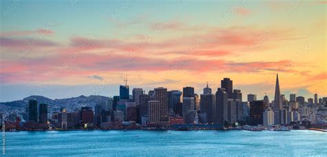 San Francisco Skyline At Sunset Hdri Stock Photo Adobe Stock