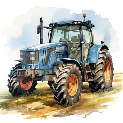 Premium Ai Image Watercolor Farm Tractor Illustration Generative Ai