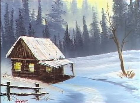 Join bob ross today as he paints a huge take a leisurely hike down a weathered pathway with bob ross and happen upon an old cabin. Bob ross winter cabin | Bob ross paintings, Bob ross art ...