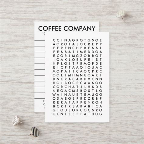 Coffee Word Search Rewards Card Zazzle