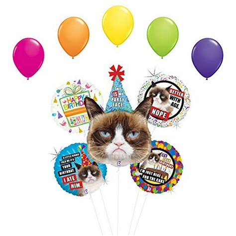 Grumpy Cat Party Face Birthday Party Supplies Balloon Bouquet