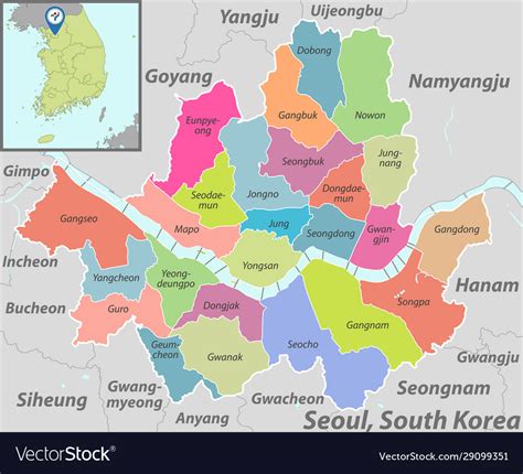 Map Seoul South Korea Royalty Free Vector Image