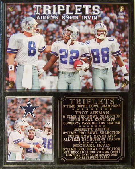 Dallas Cowboys Triplets Aikman Smith Irvin Photo Plaque Ebay