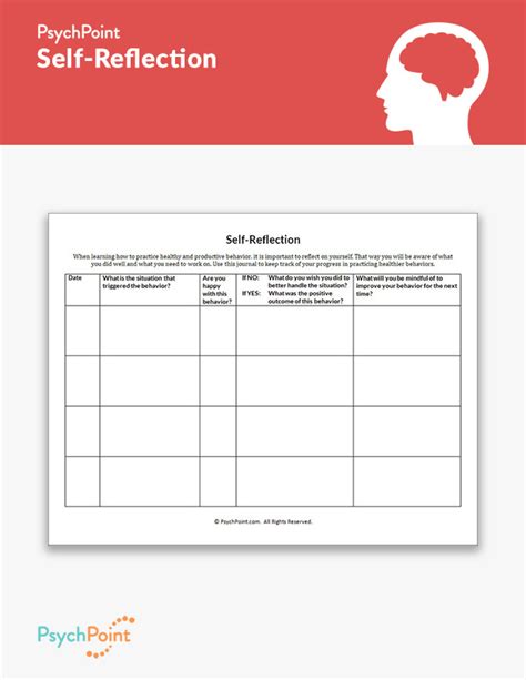 Self Reflection Worksheet Psychpoint