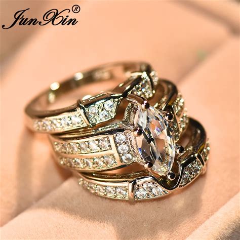 Junxin 90 Off 3pcsset Luxury Bridal Wedding Rings For Women Men