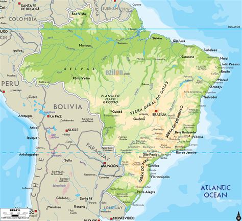 Physical Map Of Brazil Ezilon Maps
