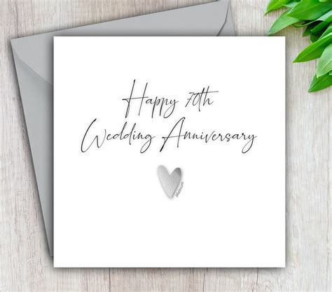 70th Anniversary Card Platinum Wedding Anniversary Happy Etsy