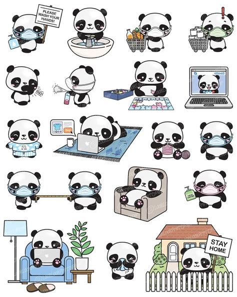 Premium Vector Clipart Kawaii Panda Cute Panda Social Etsy Dibujos