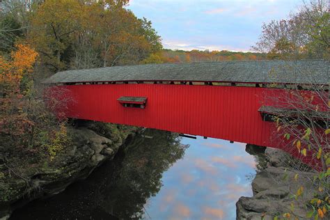 The Narrows Covered Bridge At Dusk Photograph By Greg Matchick Pixels