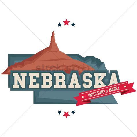 Nebraska Map With Chimney Rock Vector Image 1541155 Stockunlimited