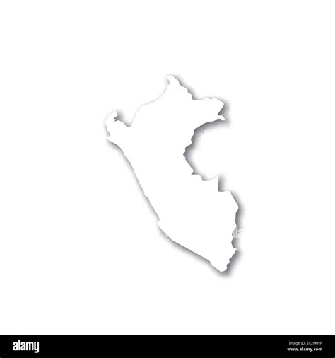 Perú Mapa Blanco De Silueta 3d De La Zona Del País Con Sombra Caída
