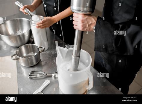 Chefs Making Ice Cream Stock Photo Alamy