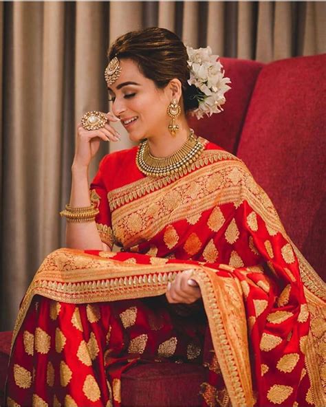Red Gold Traditional Silk Wedding Saree Saree Wedding Saree Indian Bridal Fashion