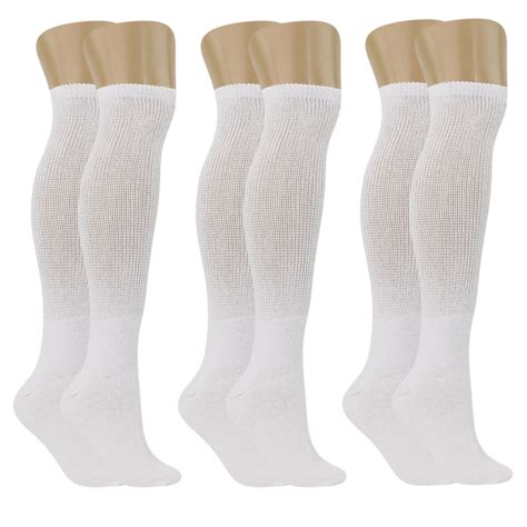 Diabetic Over The Calf Socks Loose Fit Non Binding Top White Pairs Size Walmart Com