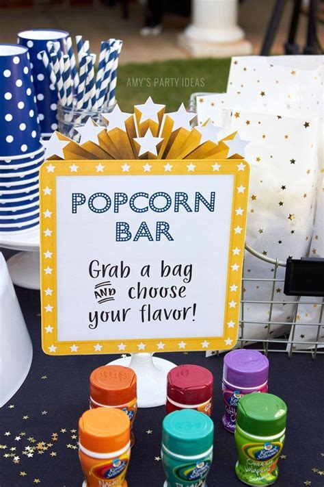 Outdoor Movie Party Popcorn Bar Sign Printable Instant Download