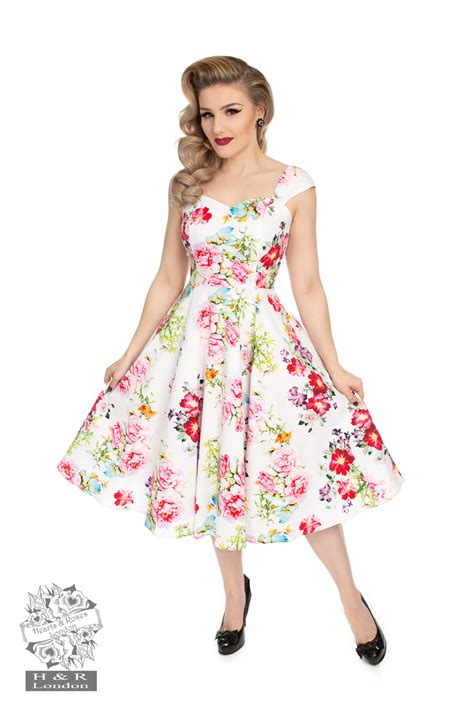 Rose Paradise Swing Dress In White Hearts And Roses London