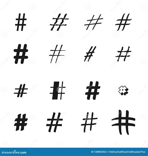 Hashtag Signs Number Sign Hash Sign Collection Of 16 Black Symbols