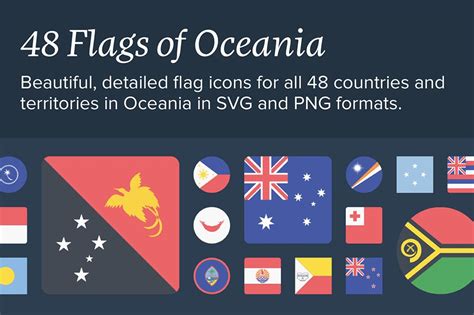 The Flags Of Oceania Icon Set Design Cuts