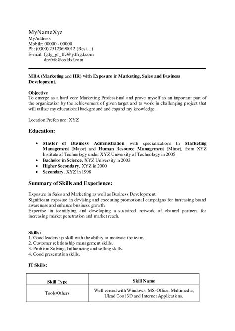 Best resume format for fresher. mba fresher resume - Scribd india