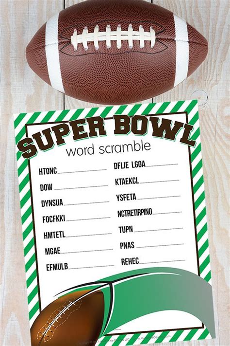 Super Bowl Word Scramble Free Printable Superbowl Party Superbowl