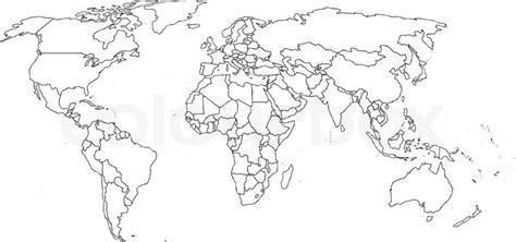 Blank World Map Country Borders Superimposed Stock Vector Colourbox