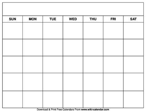 Blank Calendar Printable Example Calendar Printable