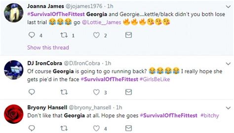 Survival Of The Fittest Viewers Slam Georgia Cole Daily Mail Online
