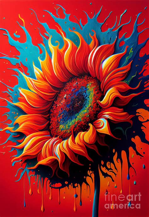 Sunflower Fire Digital Art By Sabantha Fine Art America