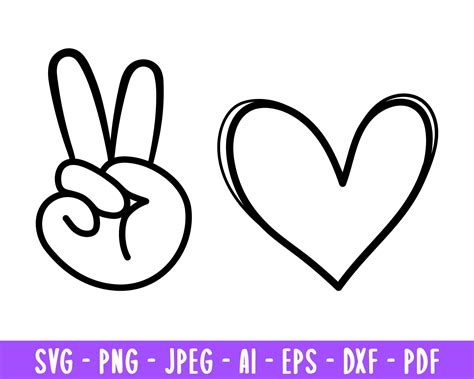 Peace Love SVG Peace Sign Svg Peace Hand Svg Heart Svg - Etsy