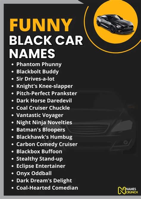 Funny Black Car Names 300 Cool Ideas Names Crunch