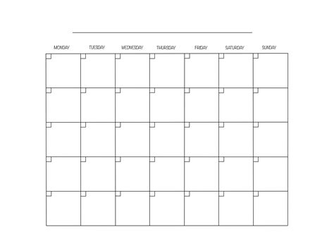 Monthly Calendar Blank Printable